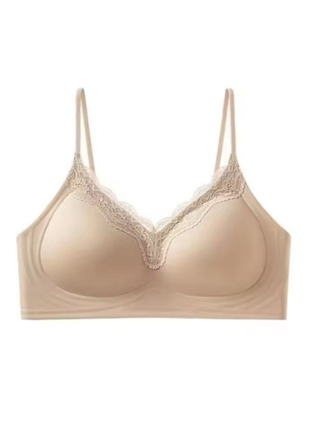 Бежевий бралетт жіночий бюстгальтер з мереживом безшовний good comfort (1960-70-01) Macarena без кісточок