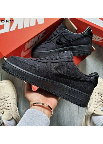Чорні Осінні кросівки чоловічі nike stussy x air force 1 low black low найк No Brand