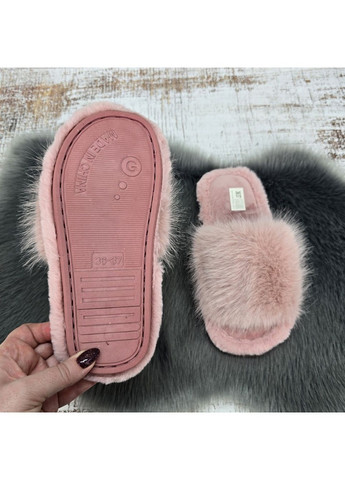 Пудровые тапочки женские домашние меховые Fashion
