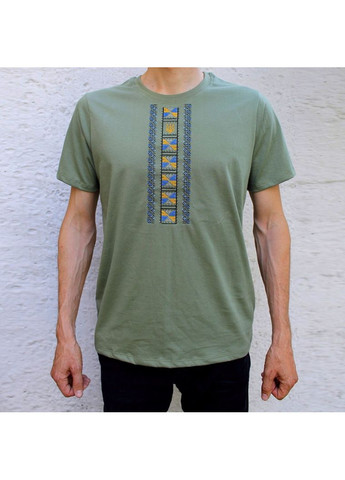 вышитая мужская хаки, украинская национальная футболка, украинская футболка флаг, 54 хлопок (301065398)