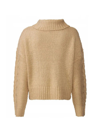 Бежевий демісезонний жіночий в'язаний светр під горло джемпер Esmara