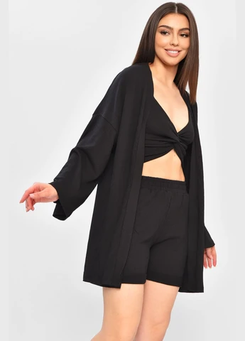 Костюм жіночий трійка чорного кольору Let's Shop (336336180)