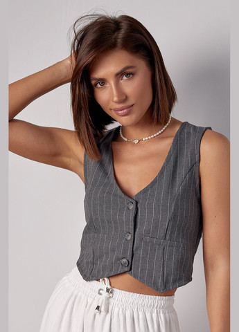 Короткий жіночий жилет у смужку на гудзиках Lurex (297682534)