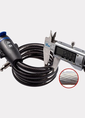 Велосипедний замок тросовий з кріпленням 12 мм x 0.9 м Black (30050515) PT (342122393)