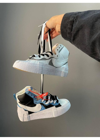 Черные демисезонные кроссовки мужские nike blazer x sacai black legend blue найк блейзер No Brand