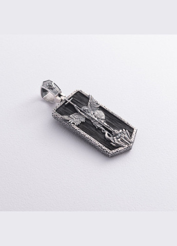 Срібний кулон Архангел Михаїл з ебеновим деревом 1265 Oniks (296565749)