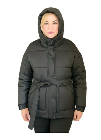 Черная женская зимняя куртка с капюшоном. Value Plus