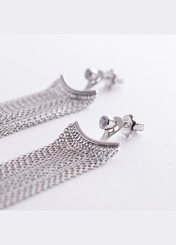 Срібні сережки - джекети Іветта з ланцюжками 902-01373 Oniks (264024229)