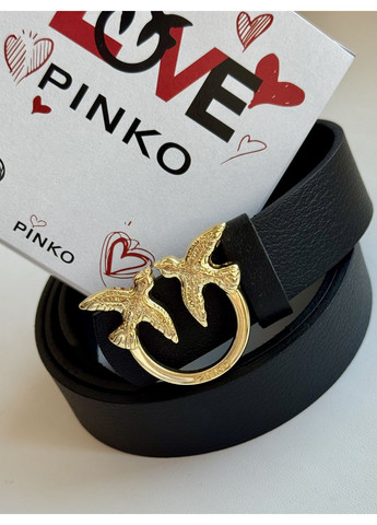 Ремень женский кожаный Pinko Black/Gold черный Пинко пояс золотая жесть No Brand (362495146)