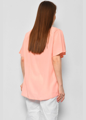 Персикова демісезонна блуза жіноча напівбатальна з коротким рукавом персикового кольору з баскою Let's Shop