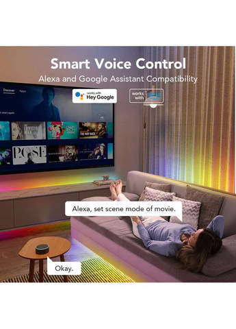 Умная светодиодная лента H619С RGBIC Basic Wi-Fi + Bluetooth LED Strip Light (H619C3D1) Govee (322937918)