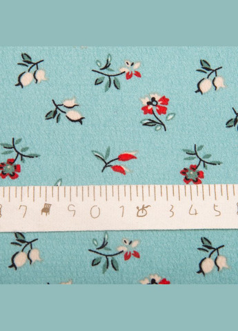 Ткань плательная креп 150 см 110 г/м2 легкая, для платьев, юбок, брюк, аксессуаров цветочки бирюза. IDEIA (339067192)