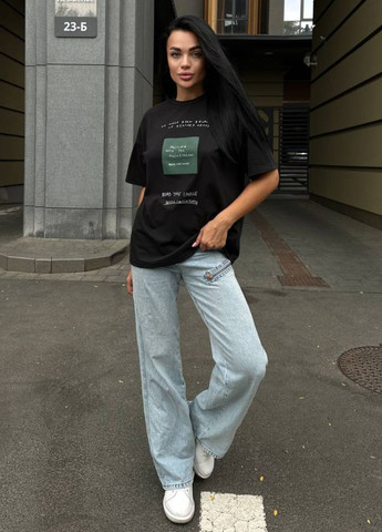 Базова футболка оверсайз з написом Tik-Tak - (323164482)