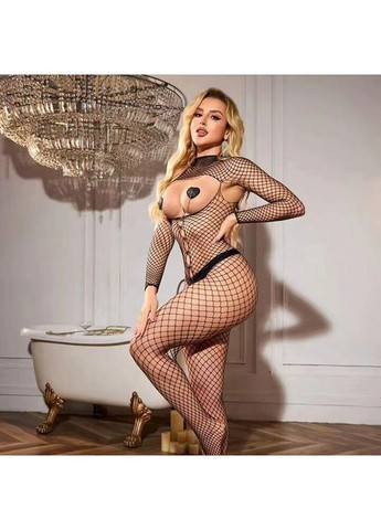 Бодистокинг сетчатый комбинезон для женщин черный с открытыми грудью эротическое белье JSY чёрный праздничный, коктейльный, повседневный, откровенный, вечерний