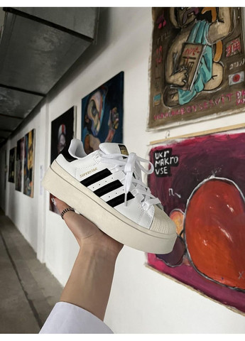 КРОСІВКИ ЖІНОЧІ ADIDAS SUPERSTAR BONEGA BLACK WHITE АДІДАС СУПЕРСТАР No Brand чорні демісезони (368855019)