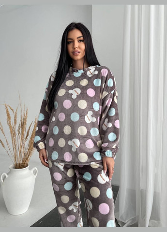 Кофейная всесезон пижама кофта + брюки No Brand