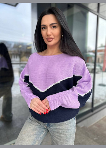 Фиолетовый женский свитер цвет сиреневый с синим р.46/56 454039 New Trend