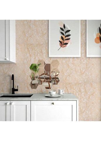 Дзеркальний акриловий декор 12шт срібло самоклеючі наклейки для інтер'єру прикраси стін Sticker Wall (372803742)