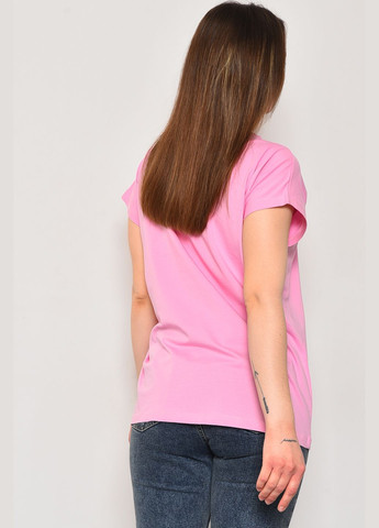 Розовая летняя футболка женская полубатальная с рисунком розового цвета Let's Shop