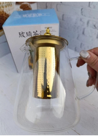 Заварочный чайник-кофейник Puer стеклянный 950 мл Золото GK-5803 Topaz (369761892)