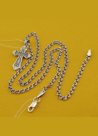 Комплект серебряная цепочка и крестик. Цепь и православный кулон серебро 925 50 см ZLATO (278643670)