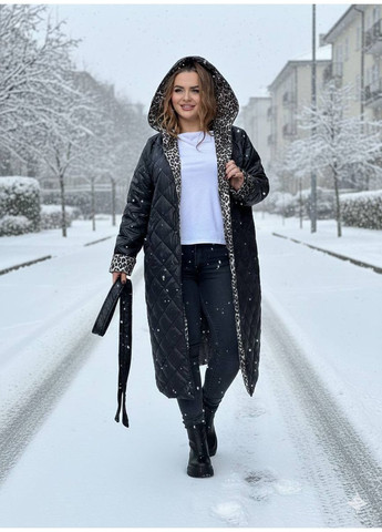 Чорне демісезонне Пальто жіноче стьобане оверсайз Style Point