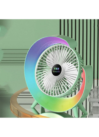 Портативный аккумуляторный вентилятор с увлажнителем воздуха TYPE-C 180° с LED RGB подсветкой Mini Fan MF-2184 Green No Brand (350349297)