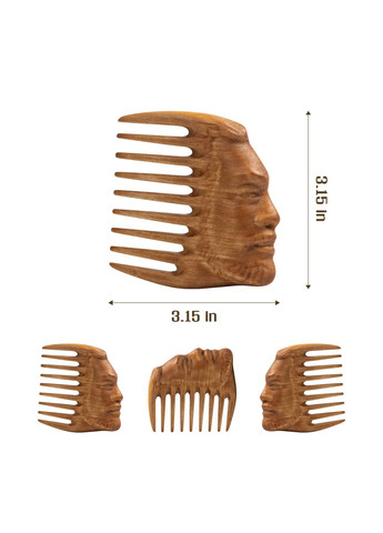 Мужской Гребень для Волос и Бороды Wood MAN 8 х 8 х 1см Ручная Работа Деревянный Груша Zamas (336550104)