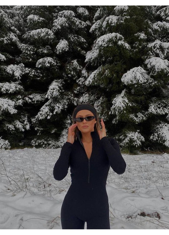 Комбинезон No Brand комбинезон-брюки однотонный чёрный повседневный, кэжуал