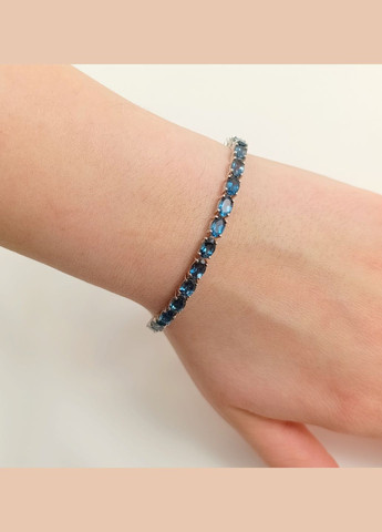 Срібний браслет з топазом "London Blue", регульована застібка-слайдер Б035-лт No Brand Браслет (328082601)