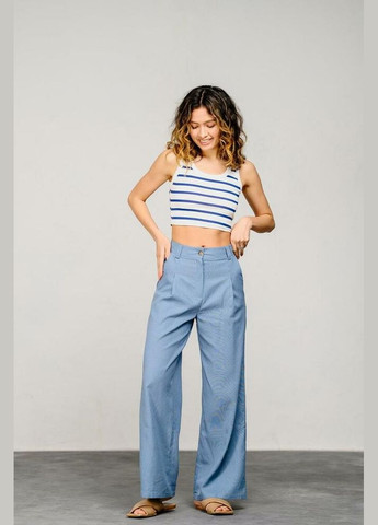 Штани жіночі широкі лляні блакитні MKAZ6034-3 Modna KAZKA (336934166)