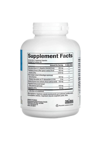 Підтримка при менопаузі, WomenSense, MenoSense, Menopause Formula,, 180 вегетаріанських капсул Natural Factors (364688795)