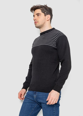 Чорний зимовий светр чоловічий в смужку Ager 161R1029