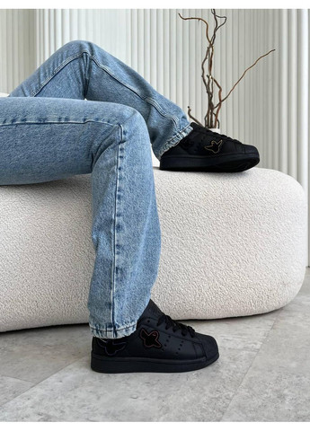 Черные демисезонные кроссовки мужские adidas superstar black ghost адидас суперстар No Brand