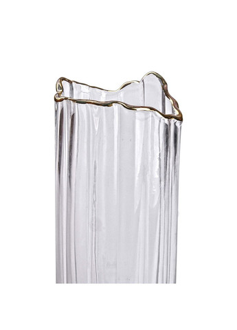 Декоративная стеклянная ваза для цветов, 10 x 10 x 24,5 см с золотой окантовкой HP-1712 Yiwu (353503143)