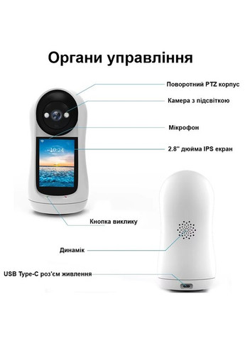 Поворотна wifi камера з екраном - відеофон із охоронними функціями V5, ICSee app (101153) Nectronix (322643289)