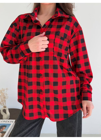 Красная повседневный рубашка в клетку DK/DL Мода без кордонів с длинным рукавом
