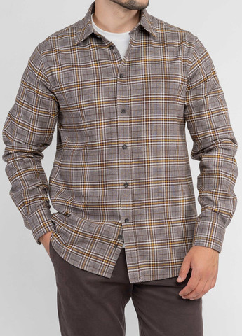 Коричневая кэжуал рубашка однотонная Arber