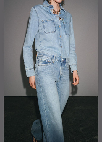 Джинси ZW COLLECTION WIDE-LEG з низькою посадкою Zara - (345643788)