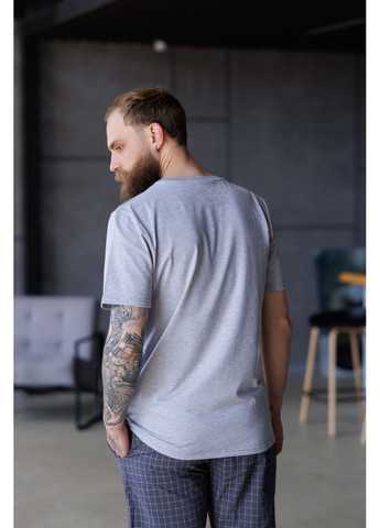 Пижама мужская футболка серый меланж + шорты HOMELY в клетку графит Handy Wear (337715532)