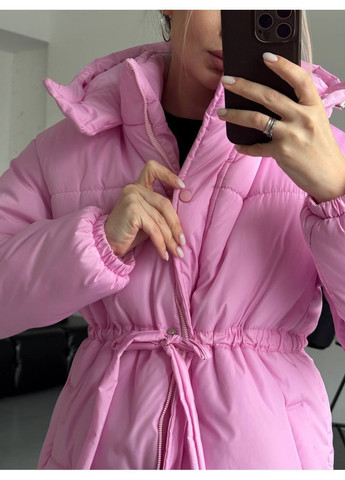 Розовая зимняя женская теплая пуховая куртка с капюшоном No Brand