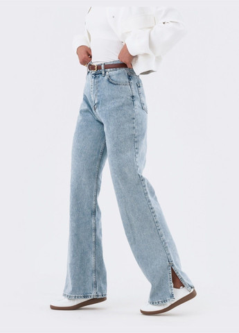 длинные джинсы с разрезами снизу голубые Dressa - (287340366)