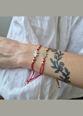 Срібні парні Червоні браслети Оберіг Пазл срібло 925 проби Родоване 75316 3.52г Nobrand (363969216)