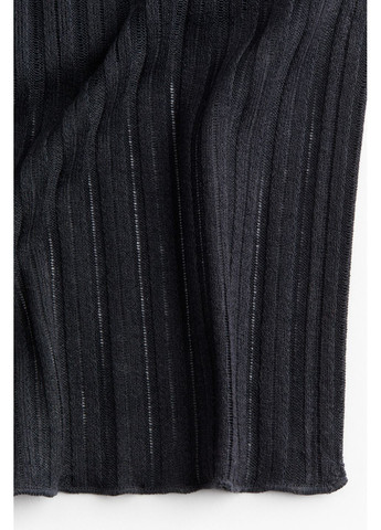 Чорна довга, приталена сукня з прозорої гумки з вирізом «човника» та подовженими рукавами xs чорна H&M однотонна