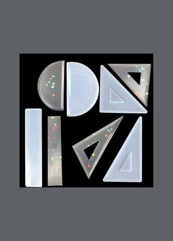 Набор форм Молд линейка угольники транспортир под заливку эпоксидной смолой Комплект 4 шт Finding (316251383)