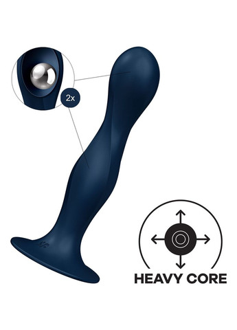 Дилдо Double Ball-R Dark Blue, унісекс, рухомі кульки всередині, на присосці Satisfyer (366875906)