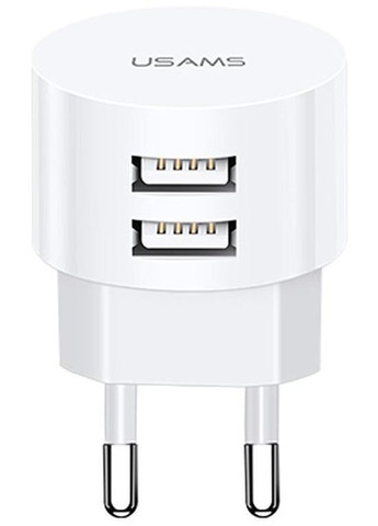 Зарядный набор T20 2 выхода угловых USB (блок адаптер + кабель) белый USAMS (293345471)