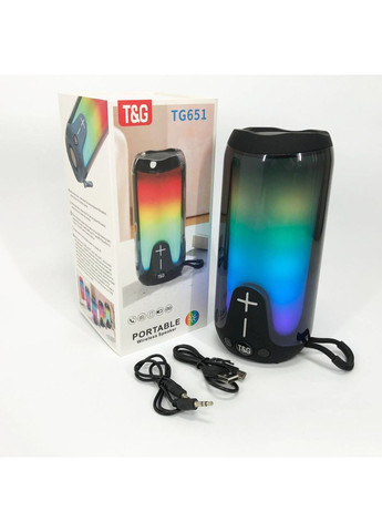 Bluetooth-колонка TG651 с RGB ПОДСВЕТКОЙ, аккумуляторная колонка для музыки, для вечеринки. Цвет: черный T&G (365731647)