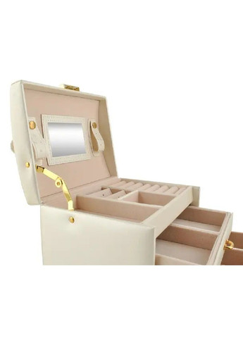 Шкатулка футляр ящик короб бокс органайзер для прикрас коштовностей з ключем 17,5х13,8х13,5 см (476664-Prob) Бежева Unbranded (288044359)
