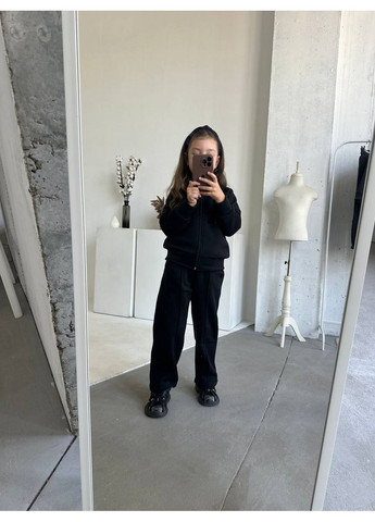 Черный демисезонный костюм подростковый и детский в стиле zara,кофта и брюки,трехнитка на флисе Україна
